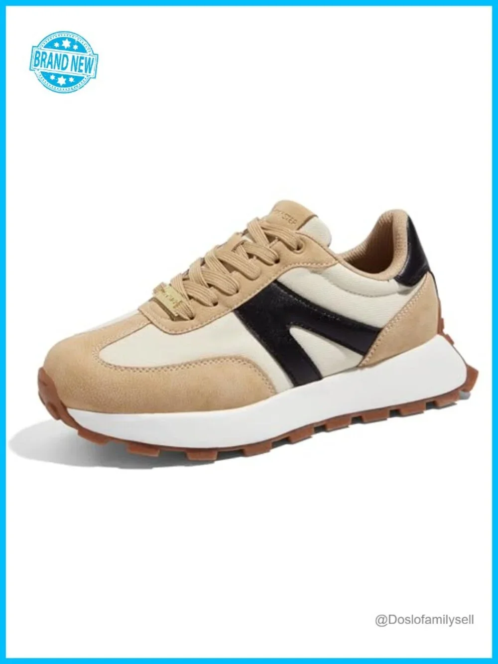 Platform Retro Fashion Sneakers Lace-Up Walking Tennis Shoes Foam Cushion
